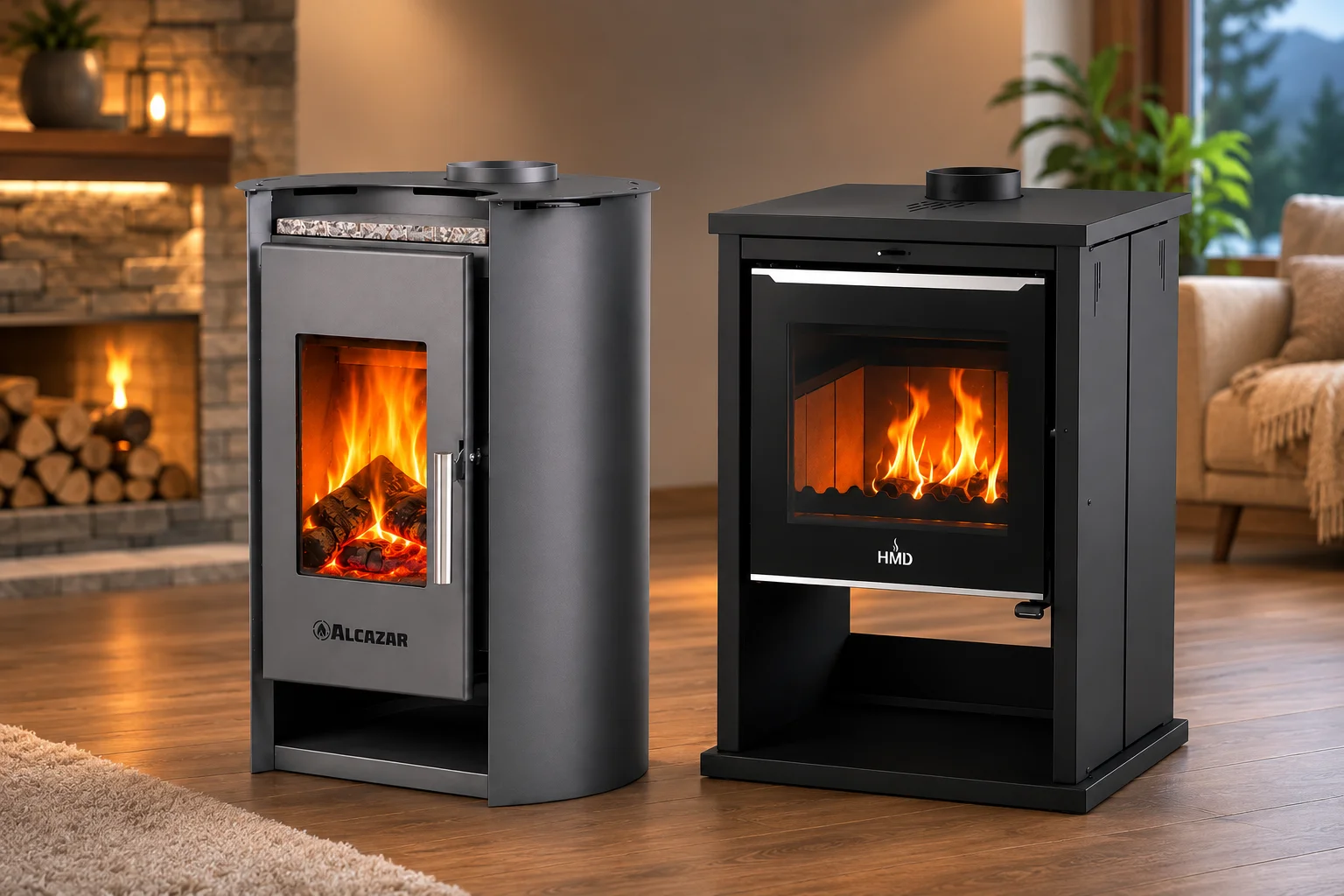 Calefator de alto rendimento instalado na sala de estar aquecendo o ambiente no inverno